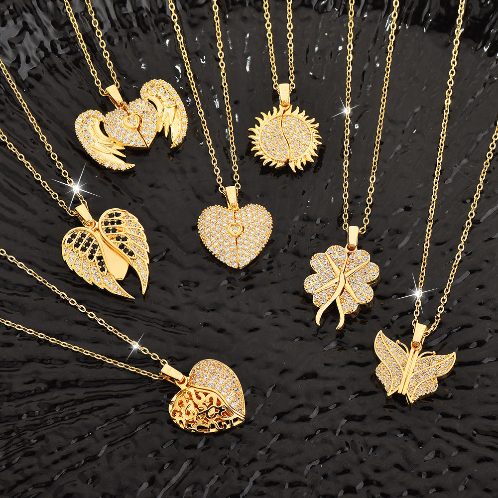 Personalized Name Heart Locket Necklace Zirconia