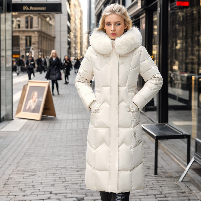Winter Long Coat With Thickened Fur Collar