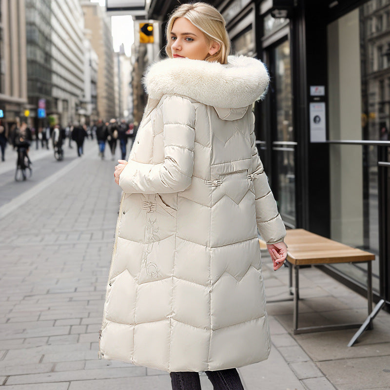 Winter Long Coat With Thickened Fur Collar
