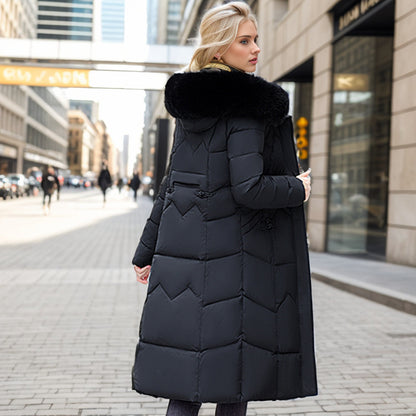 Winter Long Coat With Thickened Fur Collar