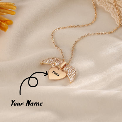 Personalized Name Heart Locket Necklace Zirconia