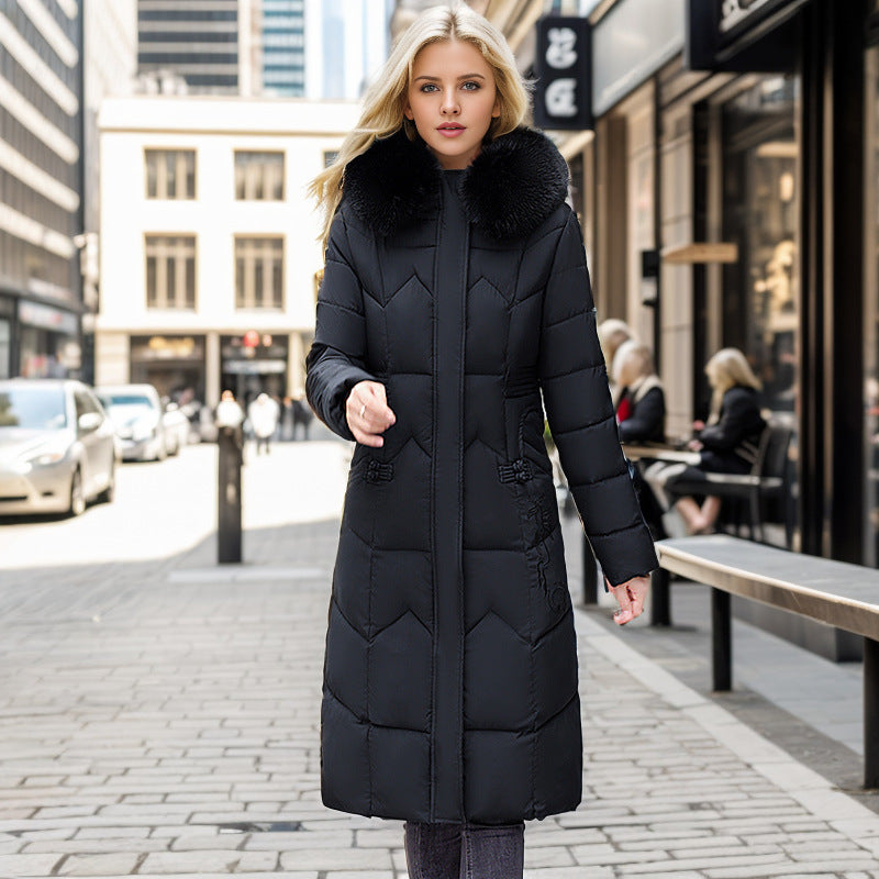 Winter Long Coat With Thickened Fur Collar