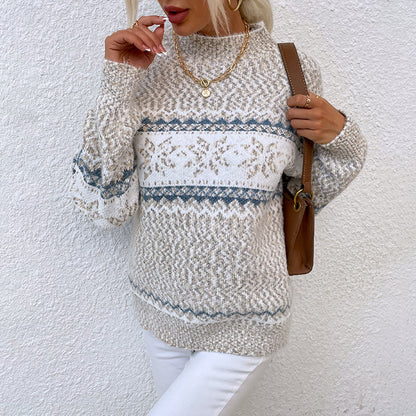 Winter Snowflake Sweater Fashion Half Turtleneck