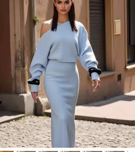 Ins Slim Long Sleeve Knitted Dress Evening Party